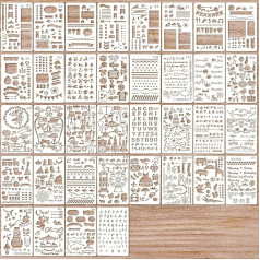 Set of 36 Diary Stencils Journal Stencils Set 7.1 x 4.1 Inch Painting Stencils Reusable Journal Accessories Drawing Stencils Children for Journaling DIY Scrapbooking