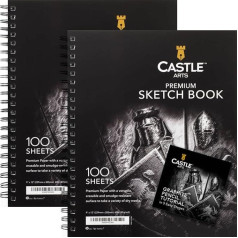 Castle Art Supplies 2 x Artists Drawing Pads: 22.9 x 30.5 cm (9 x 12 Inch) Sketch Pads, 200 Pages, Ideal for Drawing and School, Acid Free, High Quality