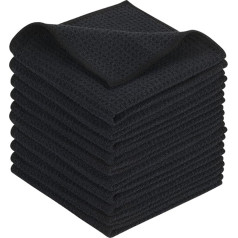 KinHwa Dish Cloths Black Dish Cloth Waffle Cloth Microfibre Cloth Washable Dish Cloths for Kitchen Thick Cleaning Cloths Lint-Free 30 cm x 30 cm Pack of 10