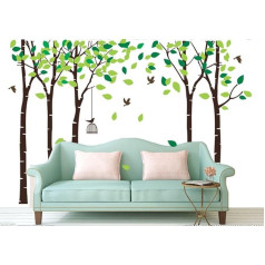 Wall Sticker Large 260 cm Tree Birch Birds Wall Sticker Children's Room Bedroom Living Room Wall Decoration (Brown)