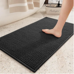 COLOR&GEOMETRY Large Bath Rugs Non-Slip Washable 60 x 90 cm Chenille Absorbent Bath Mat Bathroom Rug Quick Drying Black Bath Mat for Bathroom Shower Bath