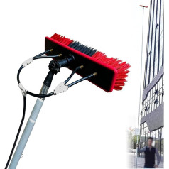Telescopic Washing Brush 15 m Gold with 35 cm Brush, for PV Systems and Glass Cleaning, Water-Carrying Telescopic Rod, Lightweight and Comfortable