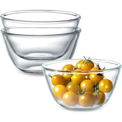 NUTRIUPS Set of 3 Glass Bowls 750 ml Glass Bowl Salad Bowl 14.5 cm Glass Dessert Bowls Glass Appetizer Glass Bowl