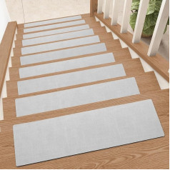 Color G Stair Treads Mats Stair Carpet Stair Mats Indoor Pack of 15 Cuttable Rectangular Carpet Stair Steps Non-Slip for Stair Climbing - 24.6 x 81.6 cm, Grey