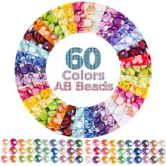 60 Colours AB Diamond Painting Stones, Diamond Painting Accessories for Diamond Painting Set, 5D Diamond Painting Diamonds for Diamond Painting Adults, AB Round Diamonds 60,000 Pieces