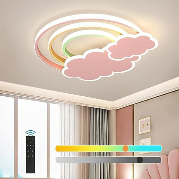 KZT LED Ceiling Light Children's Room Dimmable Ceiling Light with Remote Control Boys Girls Clouds Rainbow Night Light for Bedroom Living Room Baby Room Balcony 3000 K - 6000 K Ceiling Lighting