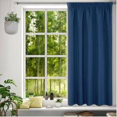 Eurofirany Rita Curtain Smooth Plain Ruffle Tape Modern Bedroom Living Room Lounge Children's Room 1 Piece Single Dark Blue 140 x 175 cm
