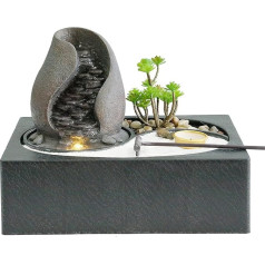 Dehner Landskap Indoor Fountain with LED Lighting 229 x 22 x 21 cm Polyresin Dark Grey