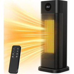 Minthouz Fan Heater, Energy Saving, 2000 W PTC Ceramic Fan Heater, 3-Mode Electric Heater with Thermostat, Remote Control, LED Digital Display, 12H Timer, 70° Oscillation, Electric Heating for Home,