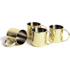 ECHTWERK 4 Piece Copper Mugs Set, Shatterproof Stainless Steel Glasses, Cocktail Set, Cocktail Glasses Perfect for Gin, Vodka, Beer and Cold Drinks Gift Set, Gold Edition, 17oz