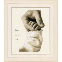 Vervaco Counted Cross Stitch Embroidery Kits Embroidery Kit Baby Birth Baby Happiness Wall Decoration Handmade Set for Adults Creative Craft Approx. 18 x 24 cm Birth Gift Home Decoration