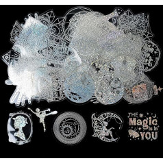 200 Sheets Scrapbooking Stickers, Scrapbook Stickers, Photo Album Stickers, Scrapbooking Stickers, PET Laser Journal Sticker for DIY Photo Album, Journaling Sticker (Magical Girl Series)