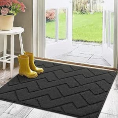 Doormat Indoor Outdoor 80 x 100 cm, Washable Entrance Rug, Indoor Dirt Trapper Mat, Non-Slip Door Mat, Indoor Carpet for Entrance, Patio, Hallway, Garden, Indoor and Outdoor Use – Dark Grey