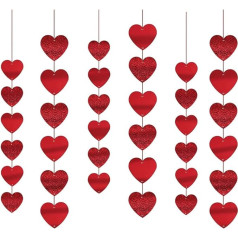 Valentine's Day Decorations Hanging Swirl Red Heart String Garland Banner for Valentine's Day Wedding Ceiling Decorations Bridal Shower Romantic Night Birthday Party Supplies (Valentine's Day)