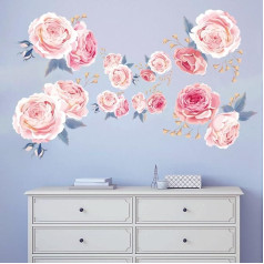 Decalmile Wall Tattoo, Wall Decoration, Pink Roses, Wall Sticker For Living Room, Bedroom