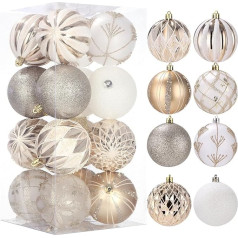 Pack of 16 Christmas Baubles, Shatterproof Christmas Baubles, Hanging Decoration Christmas, Baubles, Christmas Tree Decoration, Plastic, Christmas Decoration Christmas Baubles, Christmas Tree
