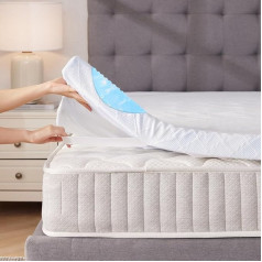 LANOX Mattress Topper 120 x 200 cm 7.5 cm Height H3, 5-Zone Gel Memory Foam Mattress Topper, Removable and Washable Cover, for Box Spring Bed, Caravan, Sofa Bed