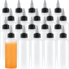 Uyuxxu 20 Pieces 4oz Boston Squeeze Bottles Clear Dispenser Bottles with Twist Cap Plastic Squeeze Bottles for Crafts Kitchen Household