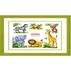 Vervaco Birth Record Zoo Animals Counted Cross Stitch Kit, Multi-Colour