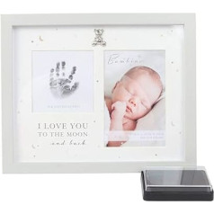 Bambino Baby 'Love You to Moon and Back' Hand Print Grey Photo Picture Frame Unisex Ink Pad 4 x 6 Inch Keepsake Gift, WBM-GFT01
