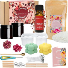 Soyovo DIY - Set for Candle Making - Candle Making Set - with Soy Wax, Cotton and Wooden Wicks, Brown Glass Vessels with Lid, Fragrance Oil - Creative Gift - Candle Making Kit - 21in1