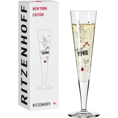 RITZENHOFF 1072007 Champagne Glass 200 ml - New York Edition Champus Flute Champagne Glass with Colourful Motif - Made in Germany