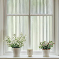 Qualsen Window Film Stripes Opaque, Rippled Glass Effect Self-Adhesive Window Privacy Film Non-Adhesive Film Window Film Privacy Screen for Home Bathroom Office (60 x 400 cm)