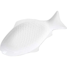 Cabilock Fish Plate Porcelain Fish Plate Ceramic Fish Creative Porcelain Serving Plate Snack Tray for Restaurants Home White 39 cm