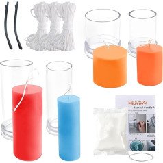 MILIVIXAY Cylinder Candle Mould Set, 4 Pieces Pillar Candle Molds Set - Plastic Candle Molds for Candle Making, Candle Making, 30m Wick Clips and 2 Wick Holders Gift in