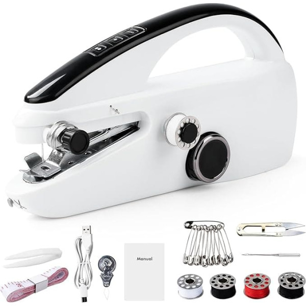 Hand Sewing Machine, Portable Mini Electric Sewing Machine with Sewing Accessories for Beginners, Easy to Use and Quick to Sew, Suitable for DIY Clothing, Fabrics, Cutains, Home Travel
