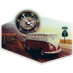 VW Collection - Volkswagen Retro Vintage Wall Quartz Clock Acrylic Glass in T1 Bulli Bus (Highway 1/Colourful)