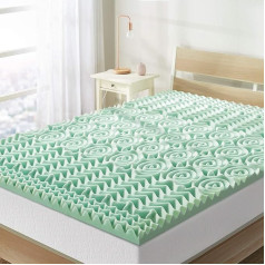 Mellow 1.5 Inch 5-Zone Memory Foam Mattress Topper, Calming Aloe Infusion, CertiPUR-US Certified, Queen