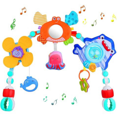 Baby Arch Pram Toys Clip on Cot Activity Bar for Babies Baby Sensory Toys Ocean Theme Baby Mobile for Pram Crib Arch Mobile Toys Stroller for Newborn Toddler Boys Girls 0 3 6 9 12 Months