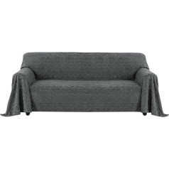Easy-Going Jacquard Sofa Covers 3 4 Seater, Funny Fuzzy Sofa Slipcovers for Pet Dog, Non Slip Couch Covers, Warm Sofa Seat Covers, Washable Furniture Protectors, 80x133 in, Dark Grey