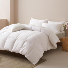 APSMILE Summer Duvet 135 x 200 cm with Down Feathers - 100% Organic Cotton Lightweight Summer Duvet Down Duvet 135 x 200 cm - Thin Feather Duvet with RDS Certified for Animal Welfare - White