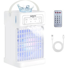 Portable Air Conditioner, 1100 ml Evaporative Air Cooler with 3 Wind Speeds, Personal Mini Air Conditioner with 7 LED Lights, 2-8 Adjustable Timers, 3 Cool Mist Modes Ice Fan for Bedroom, Car, Office