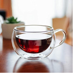 Glass Cups Double Walled Glasses Thermal Espresso Glasses Insulated Glass Coffee Mug Drinking Glasses Tea Glass Cups Latte Cappuccino Americano Drinks Glasses Heat Resistant Glass Cappuccino Cups