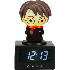 Harry Potter Digital Alarm Clock - Officially Licensed, Mood Light with Harry, Night Light with Alarm Clock, Room Decoration for Potter Fans, Black