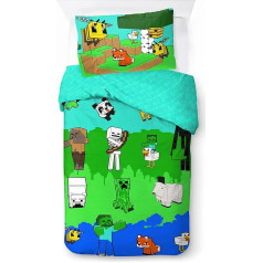 Minecraft Creative Mode 100% Cotton Children's Bedding Set 135 x 200 cm Single Bed Size - Duvet Cover + Pillowcase 50 x 70 cm