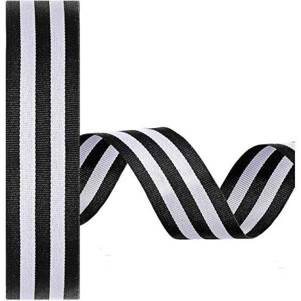 50 Yards Striped Black and White Grosgrain Ribbon Grosgrain Ribbon Party Christmas Embellishment (1-1/2