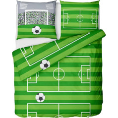 LINKHOFF Football Bed Linen 135 x 200 cm – Children's Bed Linen Set with Zip – Flannelette 100% Cotton – Boys and Boys