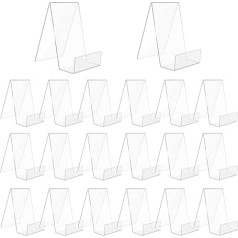Pack of 20 book stands, book ends, book stand, acrylic stand, brochure stand, transparent, 10.5 x 9 x 7.5 cm, goods carrier, goods support, slanted stand, brochure holder