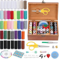 Basic Sewing Kit 180 Pieces Sewing Accessories and Supplies Sewing Repair Kits Hand Sewing Kit with Needle Thimble Pin Cushion Button for Travel, Camping, Home DIY