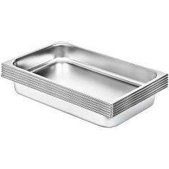 VEVOR Stainless Steel Food Safe Baking Dish 6 Pack 8.5L Thickness 0.8mm Rectangle Shape Mirror Effect Hot Cold Food Baking Dish Kitchen Restaurant BBQ Cake Pies