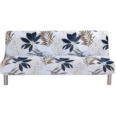 ShowyLive Armless Sofa Bed Cover, Elastic Sofa Cover Without Armrest, Sofa Throw, Fabric Washable Slipcover, Furniture Protector for Folding Sofa, Blue Flower