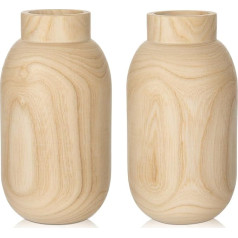 16 cm Large Wooden Flower Vase, Decorative Vases for Artificial Flowers, Flower Arrangement, Decorative Wooden Vase with Plastic Insert, Opening - Diameter 4.2 cm