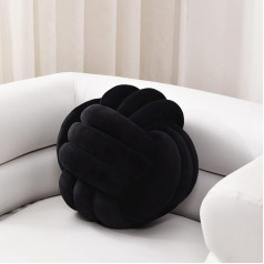 Sioloc Soft Knot Cushion Round Pillow for Home Decoration Plush Cushion Handmade Knot Cushion Plush Round 34cm Black