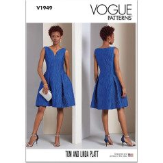Vogue Tom and Linda Platt Misses Dress Lined Sewing Pattern Code V1949 Sizes 8-10-12-14, Multi-Colour
