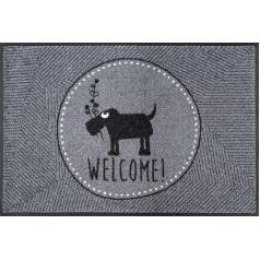 wash+dry 088448 Men Just Welcome Doormat, Acrylic, Grey, 50 x 75 x 0.9 cm
