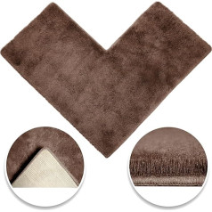 BADELIGA® Corner Shower Mat, Brown, Ideal Shower Mat for Square Shower Cubicles, Extremely Fluffy, Non-Slip & Washable, Tumble Dryer-safe. Bath Mat, Bath Mat with Corner Cut-Out, 50 x 100 x 100 cm